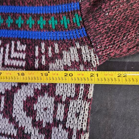 Anchor Blue Maroon Fair Isle Knit Sweater Size M Men's Winter Nordic Grandpacore - Picture 7 of 9